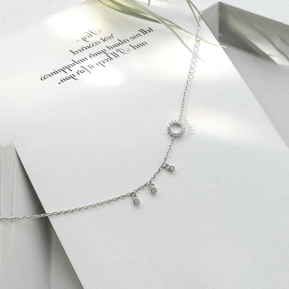 *NEW 925 Sterling Silver Diamond Circle Anklet A - Picture 4 of 11